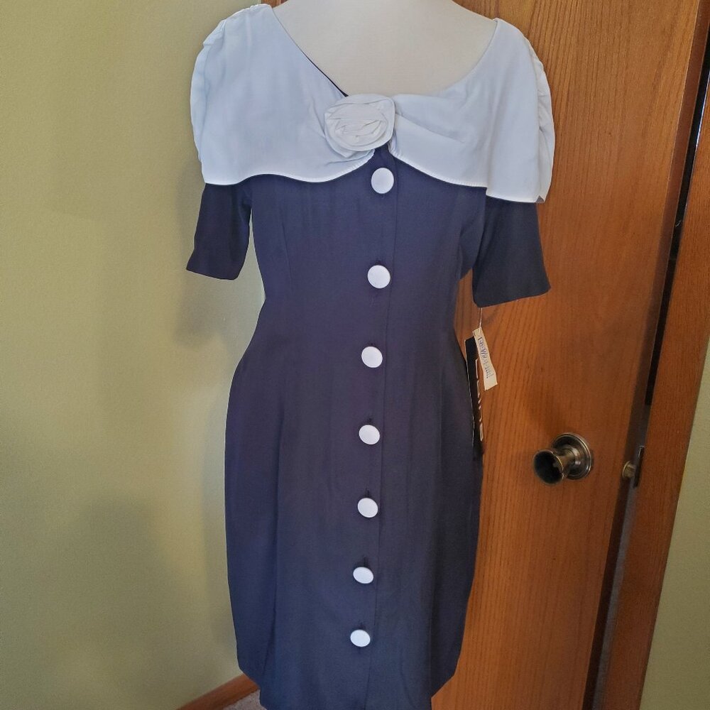 Vintage 90's Navy Short Sleeved Dress